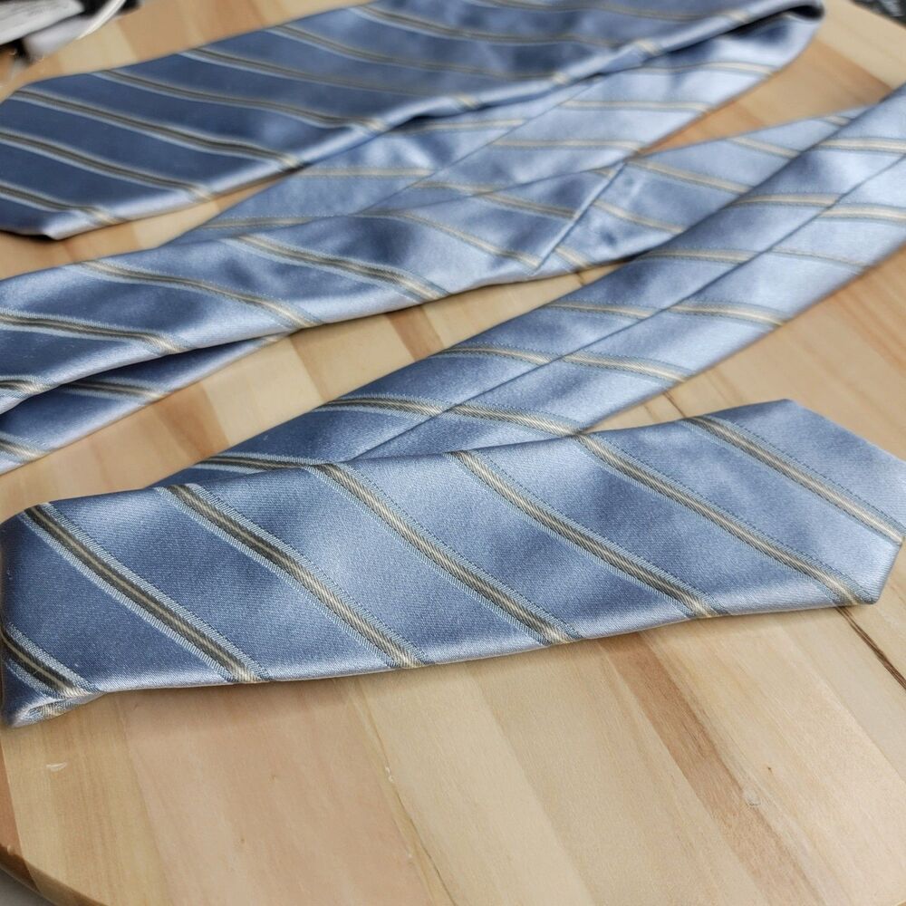 Boggi Milano Made in Italy Tie Striped Blue Silver Gray 3.5" x 59.5 - Picture 8 of 16